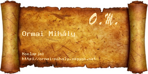 Ormai Mihály névjegykártya